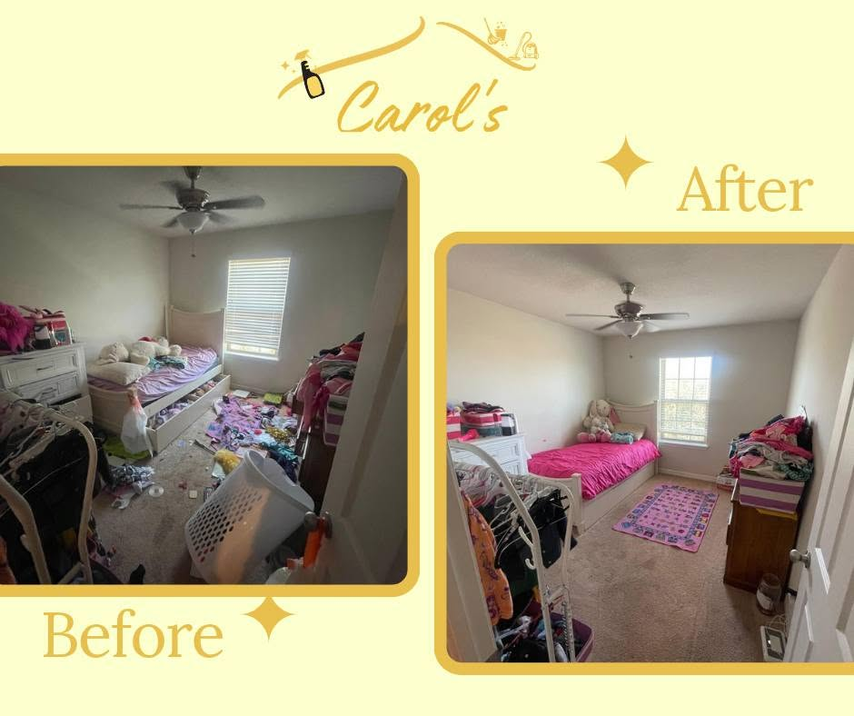 Bedroom before and after cleaning