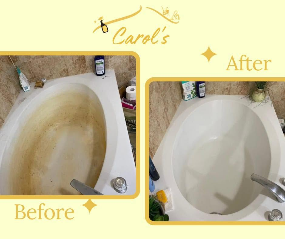 Bathtub before and after cleaning