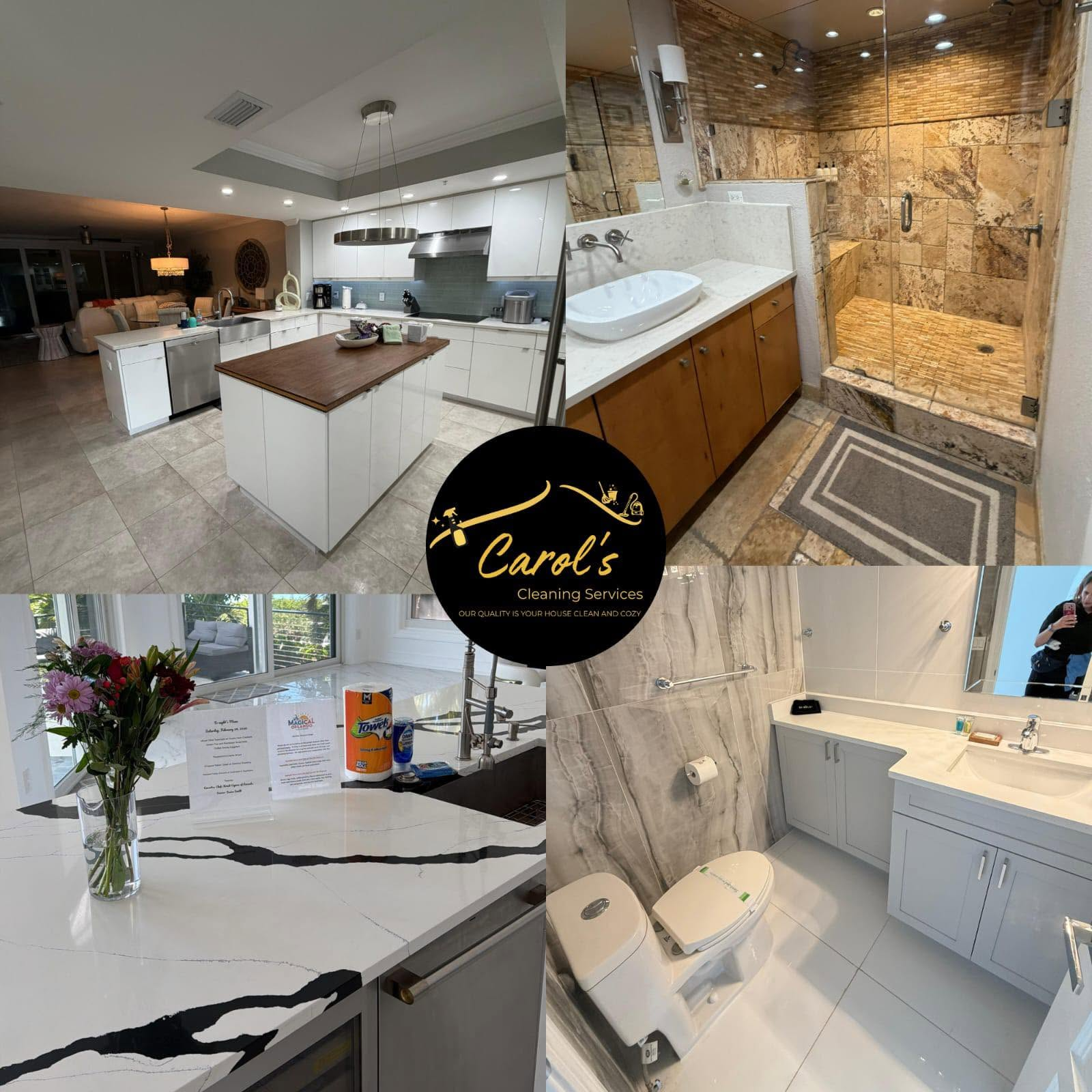 Examples of clean kitchens and bathrooms by Carol's Cleaning